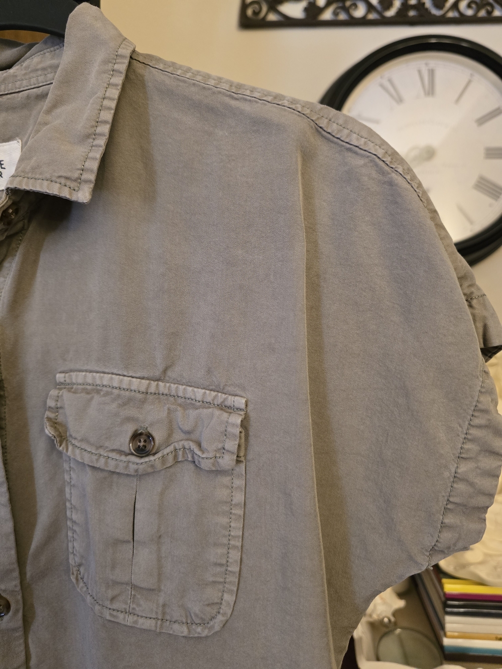 Marine Layer Gray Utility Button Front Shirt Short Sleeve Dual Pocket Size XS - Picture 3 of 5